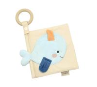 For the Baby Ocean Friends Baby Fabric Book, 15x15cm, Organic Cotton, with Silicone Teething Ring