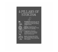 For the Disciplined Mind: Stoic Virtues Art Poster - Framed Canvas Print for Executive, Entrepreneur, Thinker's Home Office(Framed,08x12inch(20x30cm))