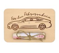 For the driver's license Small cash gift packaging 12 x 8 cm Original gift idea for novice drivers Wooden packaging for cash gifts Creative gift packaging with a personal saying