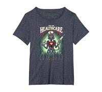 for The Healthcare: Spooky Nurse Apocalypse Horror Fan Art T-Shirt, Women's Plus, Heather Blue, 5X