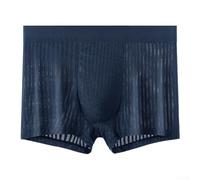 For the Modern Man Stylish and Simple Mens Ice Silk Underwear Boxers Available Now (XL Dark Blue)