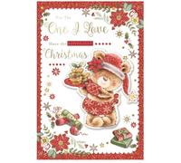 For The One I Love Bear Holding Cupcakes Design Christmas Card