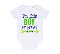 for This boy we Prayed (Miracle Baby Statement) Baby Grow Vest, 6-12 Months, White