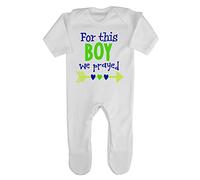 for This boy we Prayed (Miracle Baby Statement) Baby Romper Jumpsuit with feet, 0-3 Months, White