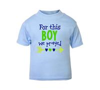 for This boy we Prayed (Miracle Baby Statement) Short Sleeve Cotton Toddler t Shirt, 3-4 Years, Pastel Blue