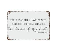 for This Child I Have Prayed Sign Nursery Room Decor Nursery Metal Sign with Quotes Motivational Wall Art Rustic Decorations 8 X 12 Inch
