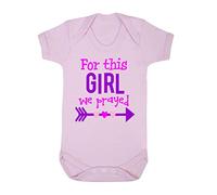 for This Girl we Prayed (Miracle Baby Statement) Baby Grow Vest, 6-12 Months, Pastel Pink