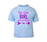 for This Girl we Prayed (Miracle Baby Statement) Short Sleeve Cotton Toddler t Shirt, 3-4 Years, Pastel Blue