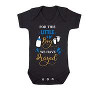 For this little boy we have prayed [BBY4] baby grow vest, 6-12 months, Black