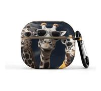 for Three Giraffes Wearing Sunglasses Wireless Earbuds 3 Case Compatible with 3rd Generation Hard Shell Shockproof 3 Cases Cute Protective Cover with Keychain Supports Wireless Charging
