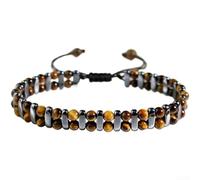 for tiger Eye Magnetic Beaded Bracelet 4mm Adjustable 16-28cm(Brown)