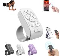 for Tik-Tok Remote Control Ring,Wireless Page Turner,Bluetooth Remote Control Ring Finger Scroller,Finger Clicker for Phone Scrolling, for Videos,Photos,Novels (White)