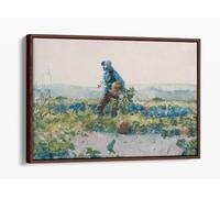 For to Be a Farmers Boy Winslow Homer Canvas Floater Frame Print Picture Art - Walnut Frame 24 inch wide x 16 inch high
