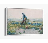 For to Be a Farmers Boy Winslow Homer Canvas Floater Frame Print Picture Art - White Frame 24 inch wide x 16 inch high