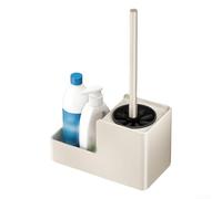 For Toilet Brush with Wall Mounted Shelf for For bathroom Organization, Sturdy Plastic Material for Long Lasting Use and Effective Cleaning (White cream)