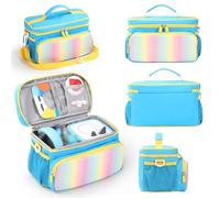 for Toniebox 2/1 Headphone Storage Bag with Shoulder Strap & Handle Charging Station Organizer Waterproof Large Capacity Carry Bag Audio Players Starter Set (Light Blue)