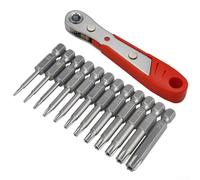 for Torx Bit Set with Ratchet Screwdriver, 13-Piece for T5-T40 Star Driver Kit for Automotive for Bike Repair, Magnetic Hex Wrench for Tight Spaces, Orange