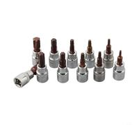 for torx Bit Socket Set 11PC for s2 Alloy Steel Hardened for(SET B) | Chrome vanadium steel, sandblasted finish, high hardness, anti-rust, fits 3/8 and 1/4 drive