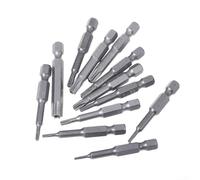 For Torx screwdriver bit 50mm alloy steel with 1/4 inch hex shank for sizes to T40, compatible with pneumatic, electric, and rechargeable screwdrivers ()