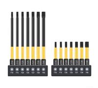 For Torx Star Screwdriver Bit Set 14Pcs, 1/4 Inch Hex Shank, Magnetic Tips with Holder, Includes 50mm and 100mm Bits for Durable Use in Various Applications