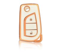 For Toyota Auris Corolla Avensis Verso Yaris Aygo Scion TC IM Camry RAV4 Forturner Hilux 2 Button Key Case Shell Fob Keyring(White gold)