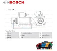 For Toyota Auris Starter Bosch 0986016990 Premium High Performance 2015-2018