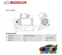 For Toyota Corolla Starter Motor Bosch 0986020780 210 mm Premium 2007-2014