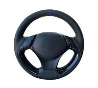 For Toyota For C-HR For CHR 2016-2019 Car Steering Wheel Cover Hand-sewn Non-slip Artificial Leather Steering Wheel Braided Fabric Steering Wheel Cover(Black Thread)