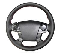For Toyota For Camry 2012 2013 2014 Car Accessories Steering Wheel Cover Black Artificial Leather DIY Hand-stitched Auto Accessories Styling(White Thread)