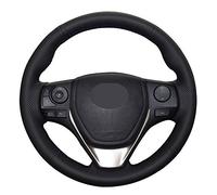 For Toyota RAV4 2013-2019, Car Steering Wheel Cover Black Genuine Leather