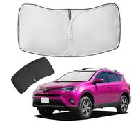 for Toyota RAV4 2019-2024 2025 2026 Sun Shade Sunshade Windshield Cover 4-Layers Front Window Shade for RAV-4 RAV 4 Custom Fit Sun Visor - 240T Retractable Shade Blocks UV Rays Car Accessories