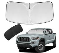 for Toyota Tacoma 2016-2023 Sun Shade Sunshade Windshield Cover - Double Layer Front Window Shade Custom Fit Tacoma 2Dr 4Dr Pickup Sun Visor 210T Retractable Shade Blocks UV Rays Car Accessories
