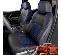For Toyota Tacoma 2024 2025 Seat Covers, Full Set Leather Waterproof Blackblue Car Accessories, Custom Fit for Double Cab SR, SR5, TRD PreRunner, TRD Sport, TRD Off Road, Limited, Not Fit TRD Pro Seat
