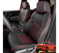 for Toyota Tacoma 2024 2025 Seat Covers, Full Set Leather Waterproof BlackRed Car Accessories, Custom Fit for Double Cab SR, SR5, TRD PreRunner, TRD Sport, TRD Off Road, Limited, Not Fit TRD Pro Seat
