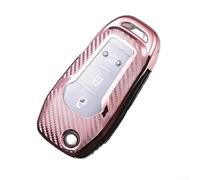 for TPU Carbon Fiber Key Case, Full Coverage Remote Entry Shell, Anti-Scratch Drop Protection, Soft Flexible Skin, For Ford for BRONCO EcoSport Escape F150 Explorer(Pink)