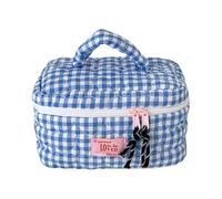 for Travel and Gym Use Convenient Hand Carry Plaids Cosmetic Storage Bag Large Capacity Quilted Heart Embroidery Large Capacity Toiletry Bag