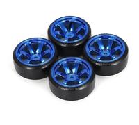 For Traxxas For HSP For Tamiya For HPI 1/10 4Pcs Hard Pattern Tires Tyre Wheel RC On-road Vehicle Drifting Car Repairs Parts RC Beadlock Hubs(Blue)