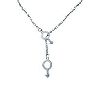 For Trendy 2025 Female Symbol Jewelry Feminist Charm Double Cross Pendant Adjustable Lariat Chain Necklace Accessories Creative