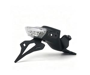 For Trident 660 2021- Motorcycle Rear Chain Cover Short Tail Bracket License Plate Alignment Light LED Motorcycle Number Plate Holder(Transparent LED)