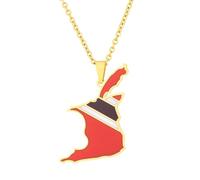 For Trinidad and For Tobago Stainless Steel Map Pendant Necklaces Map Jewelry Gold Color Items Bridal Women Man Party Gifts Jewelry (Model 1)