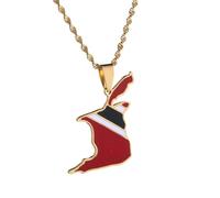 For Trinidad and For Tobago Stainless Steel Map Pendant Necklaces Map Jewelry Gold Color Items Bridal Women Man Party Gifts Jewelry (Model 13)