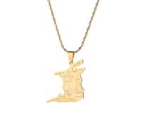 For Trinidad and For Tobago Stainless Steel Map Pendant Necklaces Map Jewelry Gold Color Items Bridal Women Man Party Gifts Jewelry (Model 7)