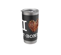 for True T-Bone Steak Lovers: 'I Love T-Bone’_White Text Stainless Steel Insulated Tumbler