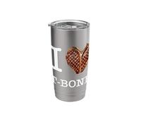 for True T-Bone Steak Lovers: 'I Love T-Bone’_White Text Stainless Steel Insulated Tumbler