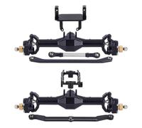 For TRX4-M 1/18 RC Crawler Car Upgrade Parts Brass Aluminum Diamond Portal +10mm Axle With Lay Down Servo Mount Links RC Axles(Black1)
