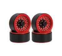 For TRX6 For TRX4 For SCX10 III For Wraith For Capra VS4-10 Gen8 CC01 1/10 Aluminum 1.9 Inch Wheels Rim With Scale Beadlock Hardware RC Crawler RC Rims Hubs Tire(Red)