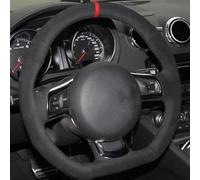For TT 2008-2013 Car Accessories Black Suede Leather DIY Hand Stitched Car Steering Wheel Cover Auto Accessories Styling(6-Red Blue)