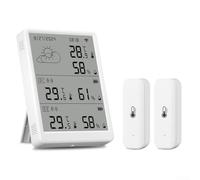 For Tuya RF433 Temperature and Humidity Sensor Station with LCD Screen, 100 Meter Communication Range, and App Alerts for Remote Environmental Supervision (1*Monitoer+ 2*Sensor)