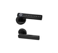 For Tuya Smart Home Fingerprint Door Handle Lock Remote APP Control Entry Password IC Card Key Admin Management LED Status Aluminum Black 17x7x6CM