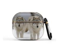 for Two Wolves Walking in The Snow Wireless Earbuds 3 Case Compatible with 3rd Generation Hard Shell Shockproof 3 Cases Cute Protective Cover with Keychain Supports Wireless Charging